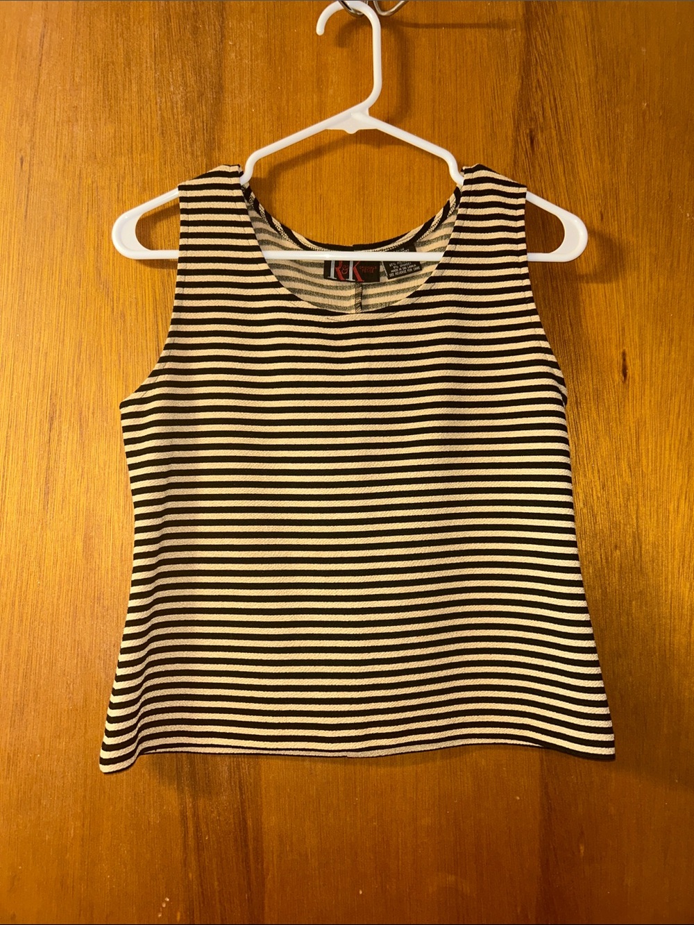 R&K Black and White Striped Tank Top